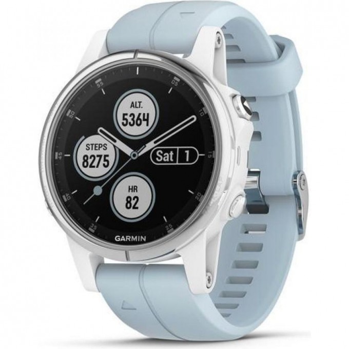 Часы GARMIN FENIX 5S PLUS белые с голубым ремешком 010-01987-23