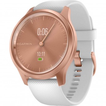 Часы GARMIN VIVOMOVE STYLE розовое золото с белым силиконовым ремешком
