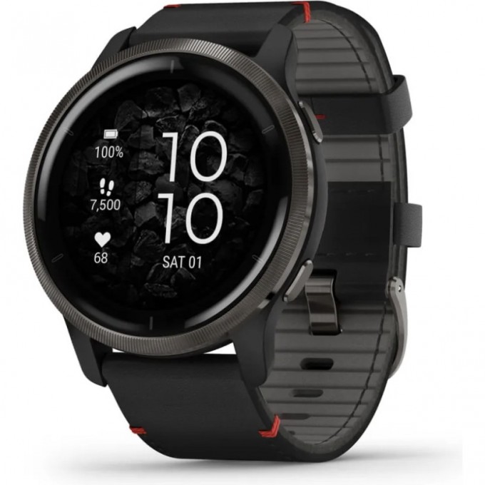 Смарт-часы GARMIN VENU 2, GPS, WI-FI, BLACK + SLATE, LEATHER, WW 010-02430-21